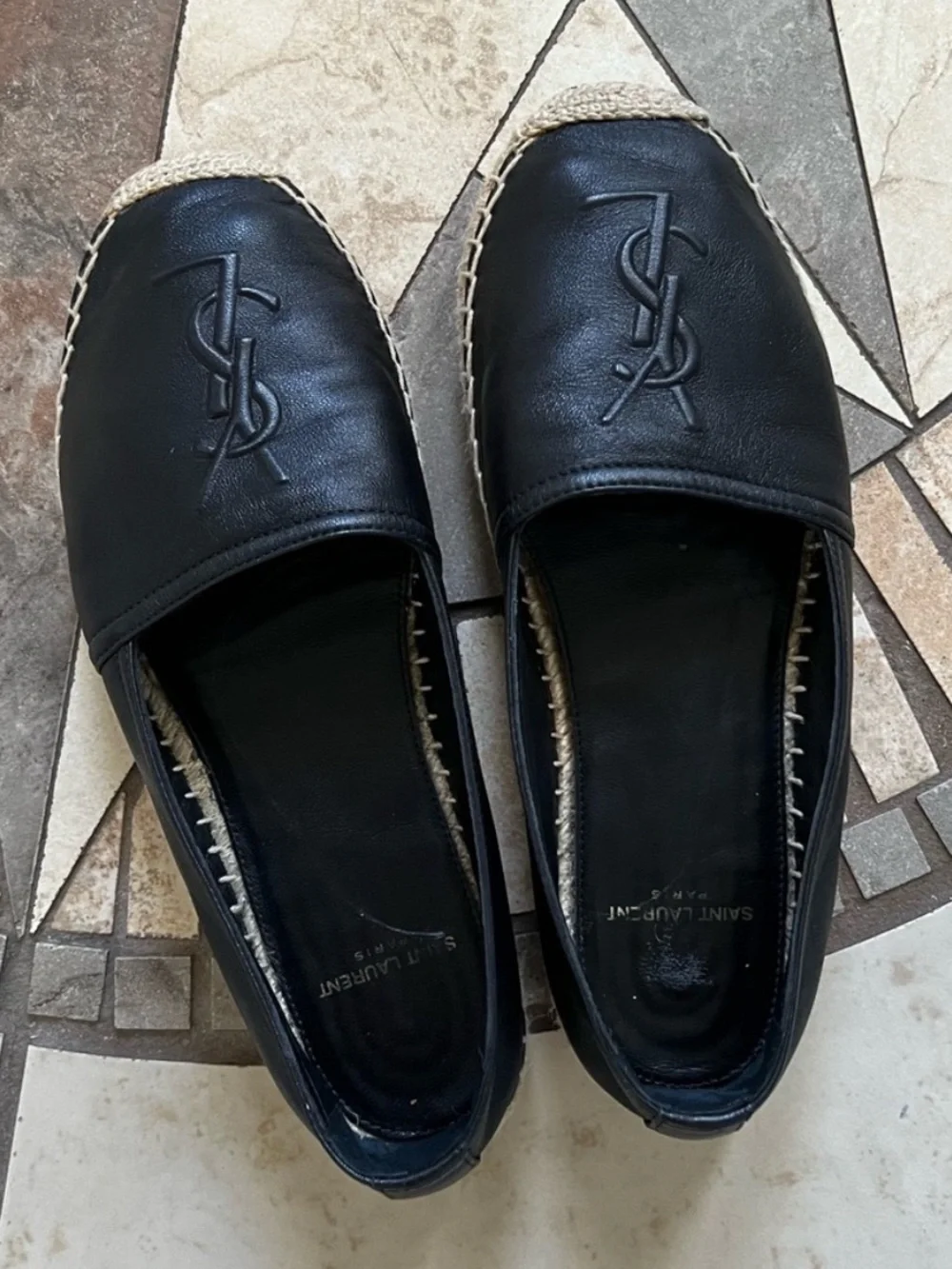 Saint Laurent Black Lambskin Espadrilles size 6.5